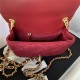 Chanel Mini Flap Bag with Handle Velvet & Gold-Tone Metal AS3450 Red A