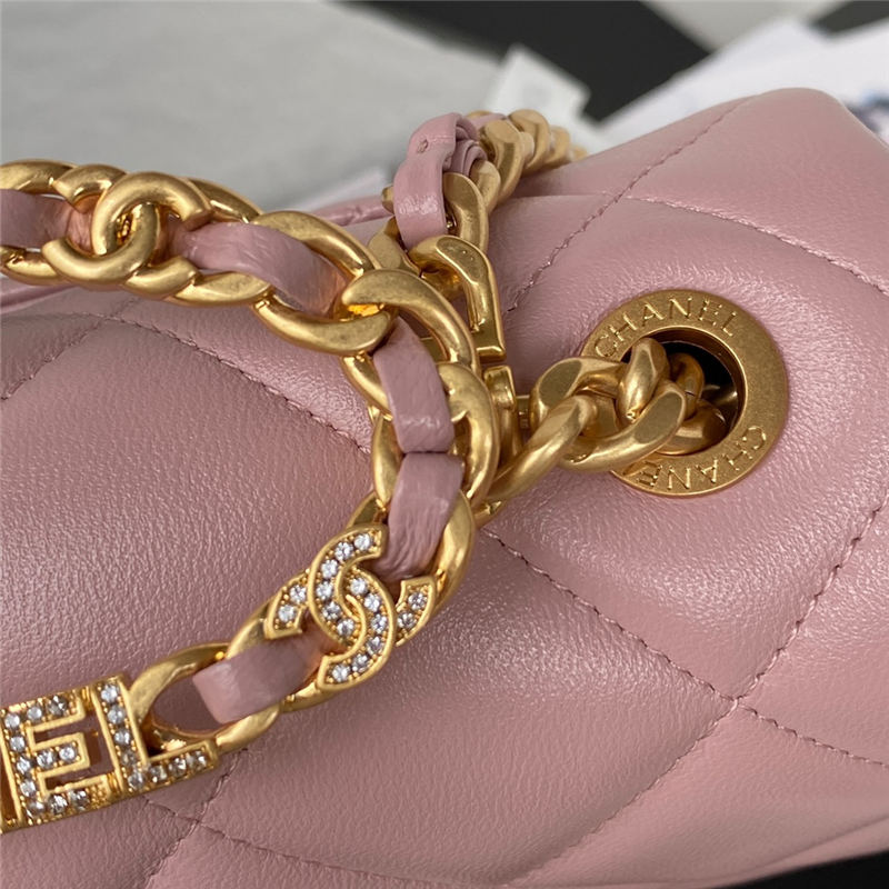 Chanel Small Flap Bag with Handle Lambskin & Gold-Tone Metal AS3451 Pink A