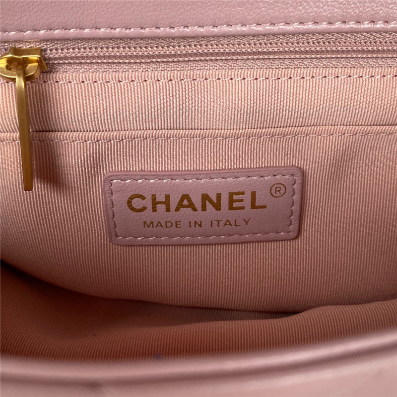 Chanel Small Flap Bag with Handle Lambskin & Gold-Tone Metal AS3451 Pink A