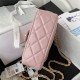 Chanel Small Flap Bag with Handle Lambskin & Gold-Tone Metal AS3451 Pink A