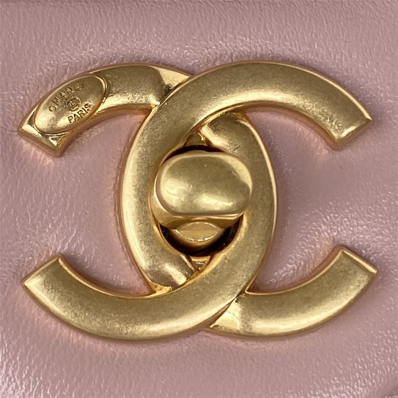 Chanel Small Flap Bag with Handle Lambskin & Gold-Tone Metal AS3451 Pink A