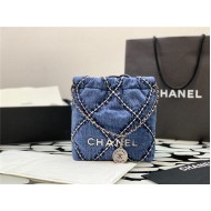 Chanel 22 MINI HANDBAG Denim & Silver-Tone Metal AS3980 High