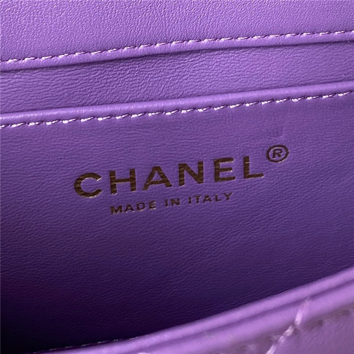 Chanel MINI FLAP BAG with Enamel buckle Lambskin & Gold-Tone Metal Purple A