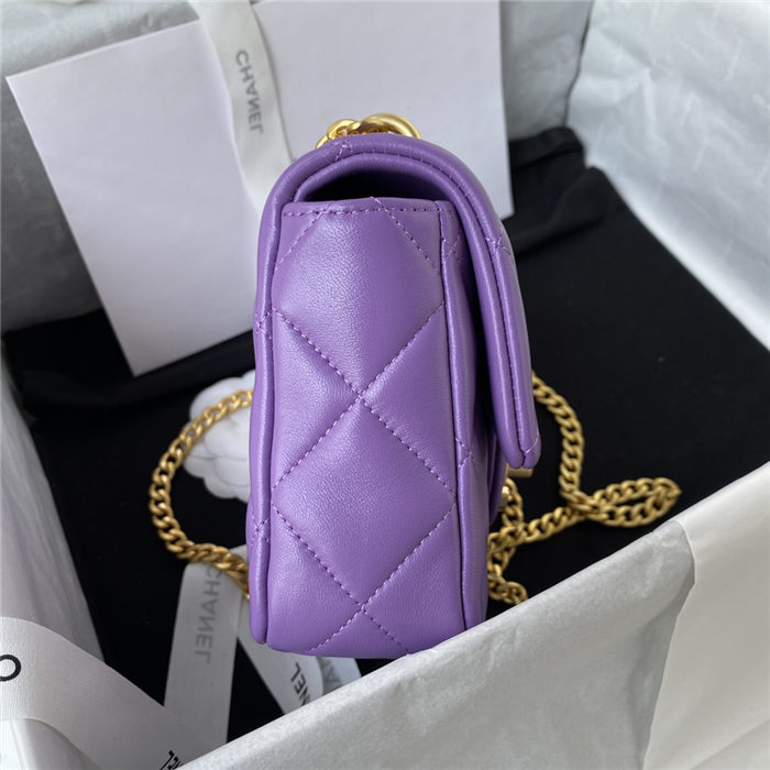 Chanel MINI FLAP BAG with Enamel buckle Lambskin & Gold-Tone Metal Purple A