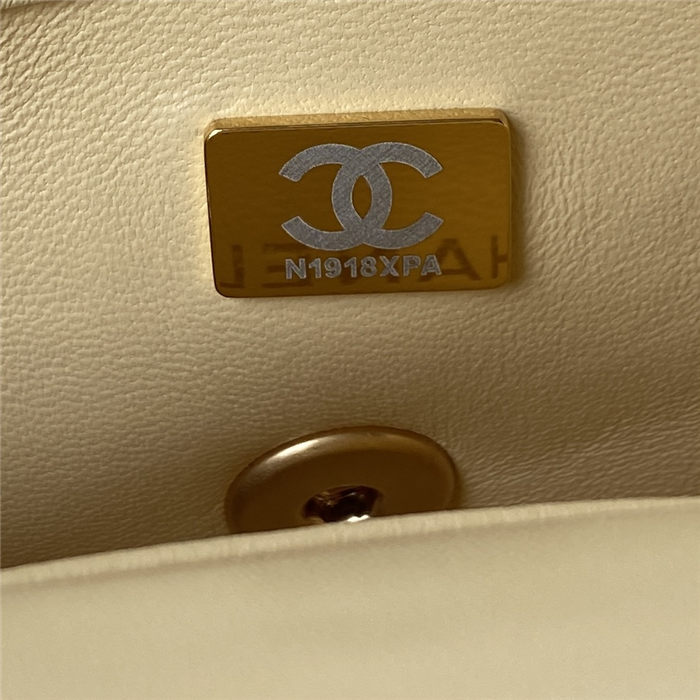 Chanel MINI FLAP BAG with Enamel buckle Lambskin & Gold-Tone Metal Beige A