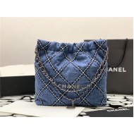 Chanel 22 SMALL HANDBAG Denim & Silver-Tone Metal AS3260 High