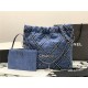 Chanel 22 SMALL HANDBAG Denim & Silver-Tone Metal AS3260 High