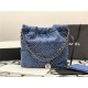 Chanel 22 SMALL HANDBAG Denim & Silver-Tone Metal AS3260 High