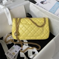 Chanel MINI FLAP BAG AS4041 Lambskin & Gold-Tone Metal Yellow High