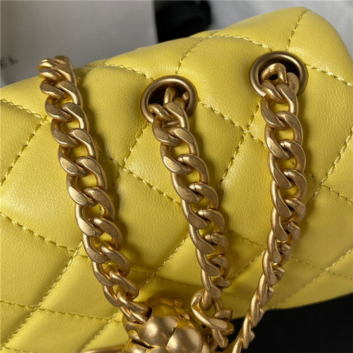 Chanel MINI FLAP BAG AS4041 Lambskin & Gold-Tone Metal Yellow High