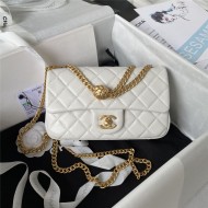 Chanel MINI FLAP BAG AS4041 Lambskin & Gold-Tone Metal White High