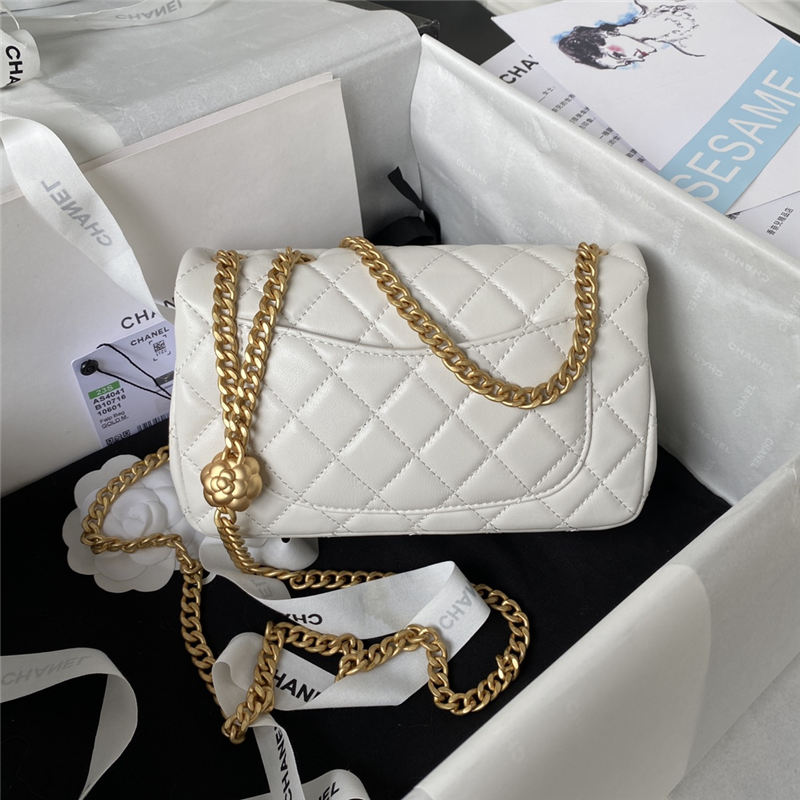 Chanel MINI FLAP BAG AS4041 Lambskin & Gold-Tone Metal White High