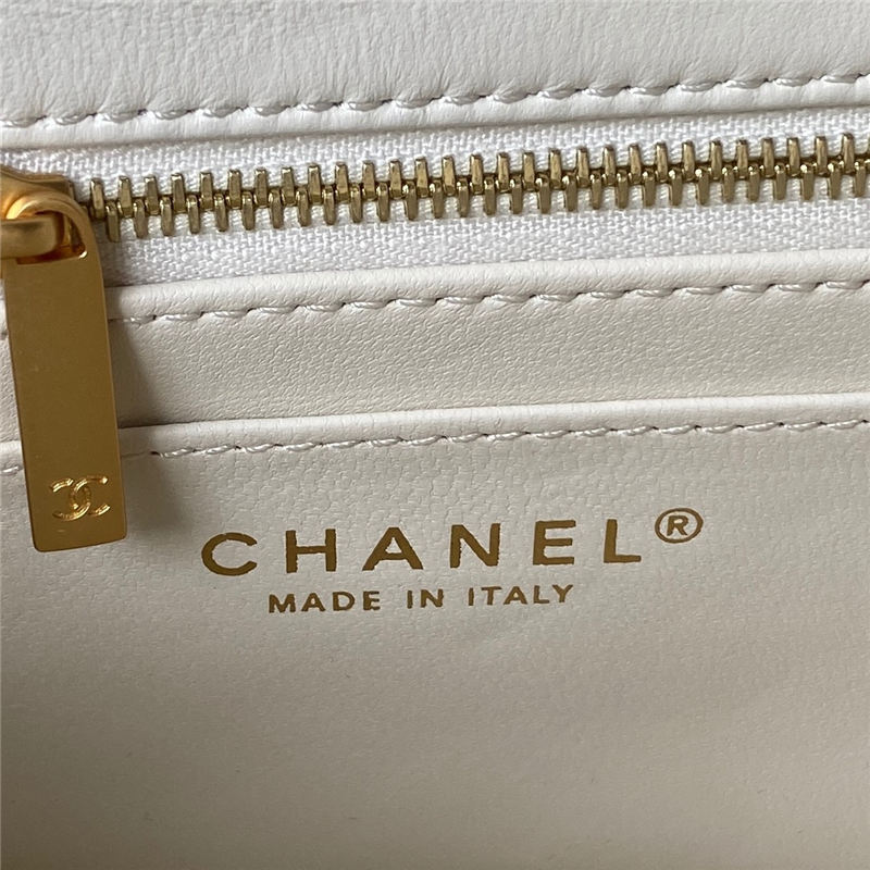 Chanel MINI FLAP BAG AS4041 Lambskin & Gold-Tone Metal White High