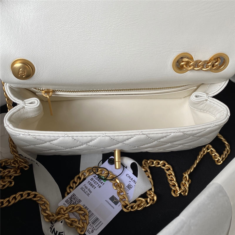 Chanel MINI FLAP BAG AS4041 Lambskin & Gold-Tone Metal White High