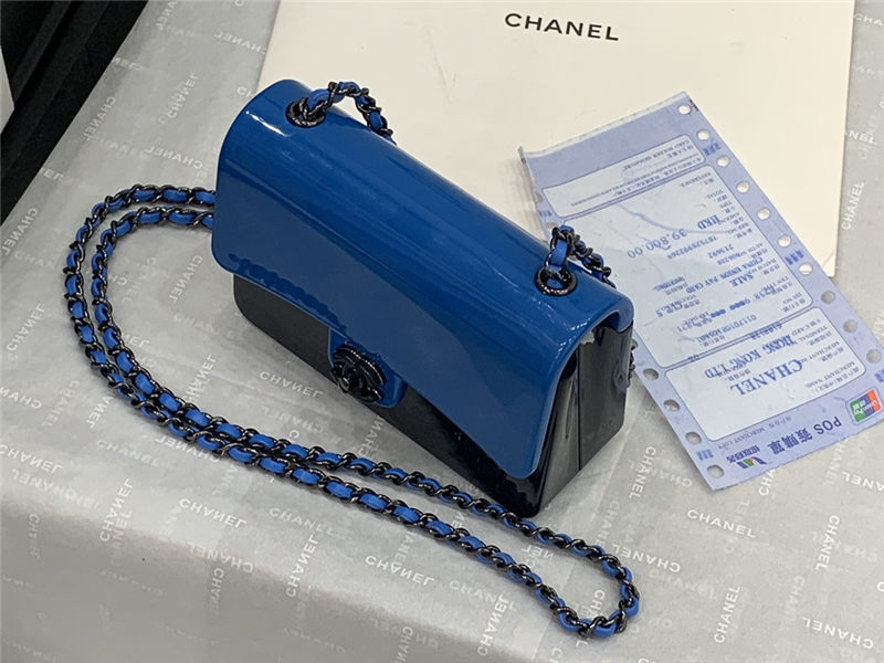 Chanel MINI EVENING BAG Plexi & Black Metal Black & Blue High