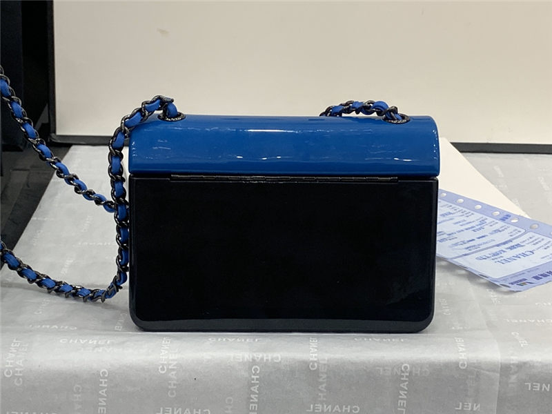 Chanel MINI EVENING BAG Plexi & Black Metal Black & Blue High