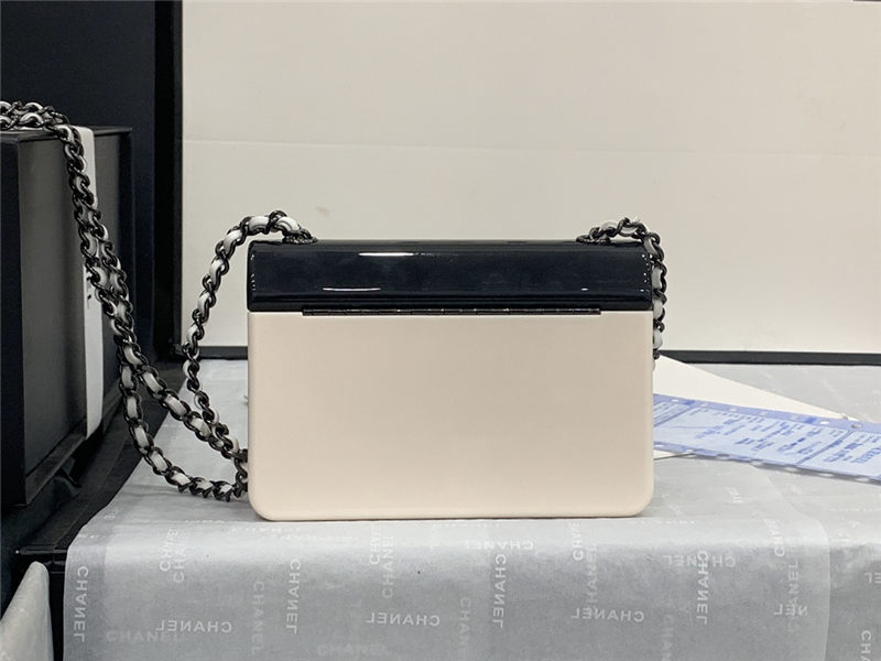 Chanel MINI EVENING BAG Plexi & Black Metal White & Black High