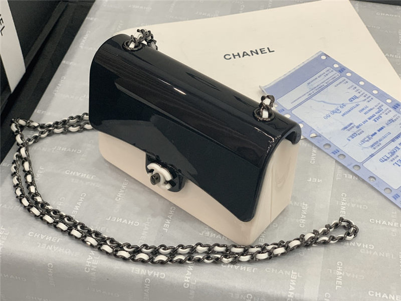 Chanel MINI EVENING BAG Plexi & Black Metal White & Black High