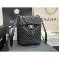 Chanel Small Backpack Lambskin 91120 Silver-Metal Black High