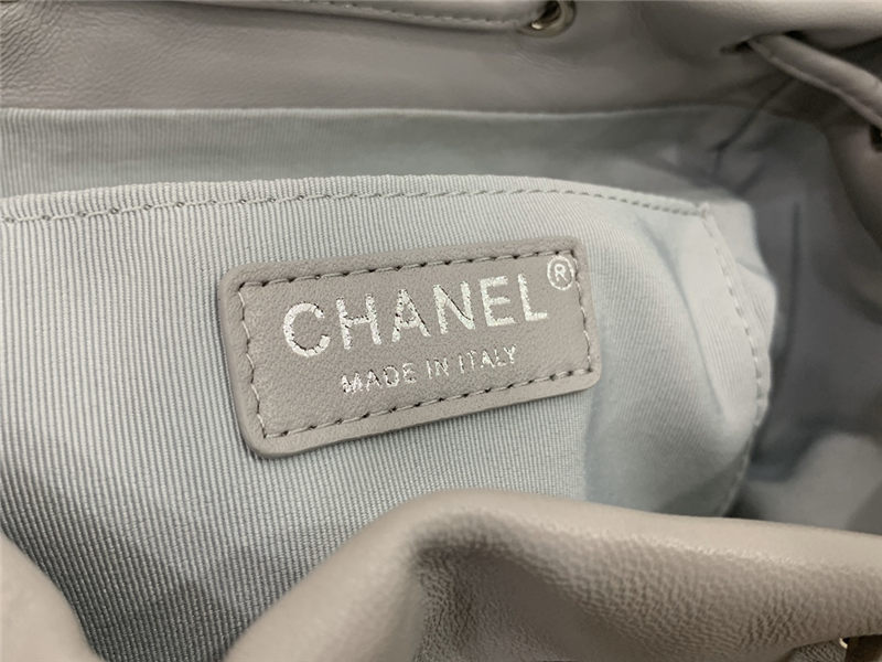 Chanel Small Backpack Lambskin 91120 Silver-Metal Grey High