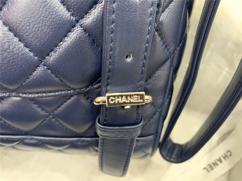 Chanel Small Backpack Lambskin 91120 Silver-Metal Navy High