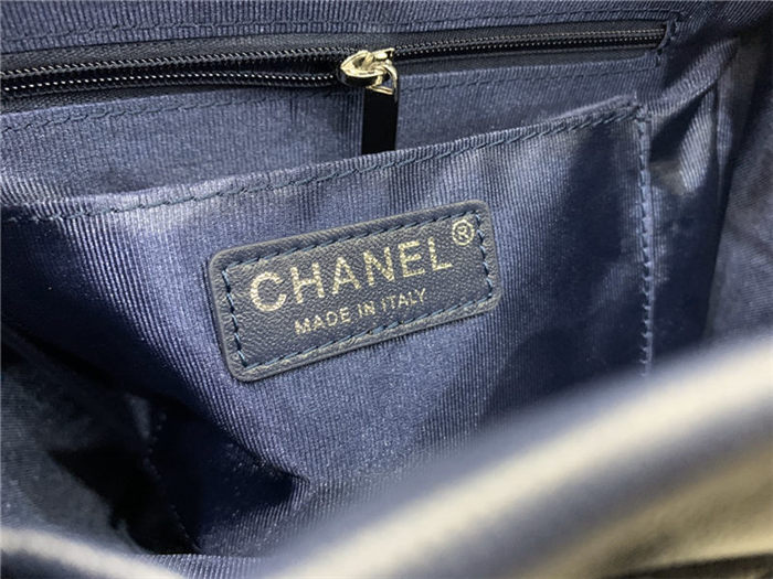 Chanel Small Backpack Lambskin 91120 Silver-Metal Navy High