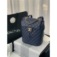 Chanel Small Backpack Lambskin 91120 Gold-Metal Navy High