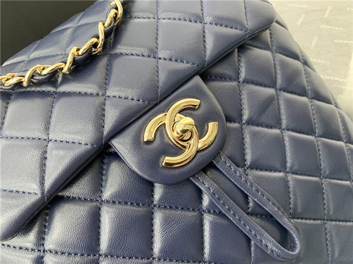 Chanel Small Backpack Lambskin 91120 Gold-Metal Navy High