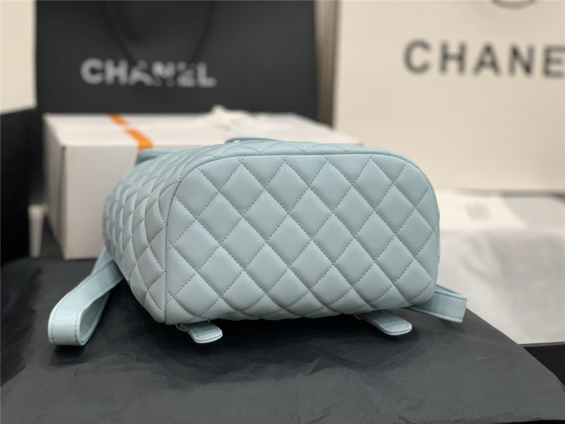 Chanel Small Backpack Lambskin 91120 Silver-Metal Blue High