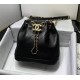 SMALL DRAWSTRING BAG Lambskin & Gold-Tone Metal Black High