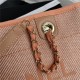 SHOPPING BAG Mixed Fibers, Calfskin & Gold-Tone Metal Orange High