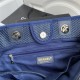 SHOPPING BAG Mixed Fibers, Calfskin & Gold-Tone Metal Navy Blue High