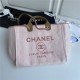 LARGE SHOPPING BAG Mixed Fibers, Calfskin & Gold-Tone Metal Pink High