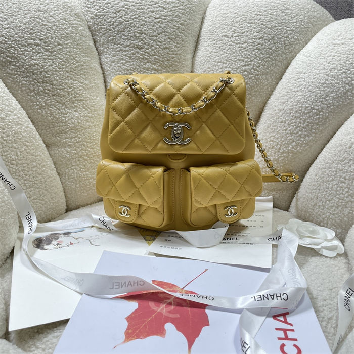 Chanel BACKPACK AS3860 Calfskin & Gold-Tone Metal Yellow A