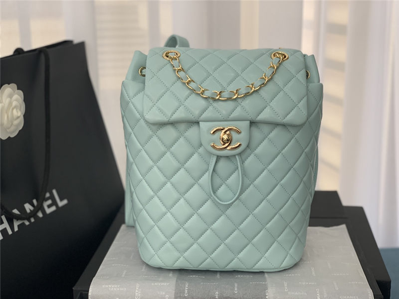 Chanel Small Backpack Lambskin 91120 Gold-Metal Blue High