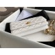 CLASSIC LONG FLAP WALLET Lambskin & Gold-Tone Metal White High