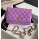 CLASSIC LONG FLAP WALLET Lambskin & Gold-Tone Metal Purple High