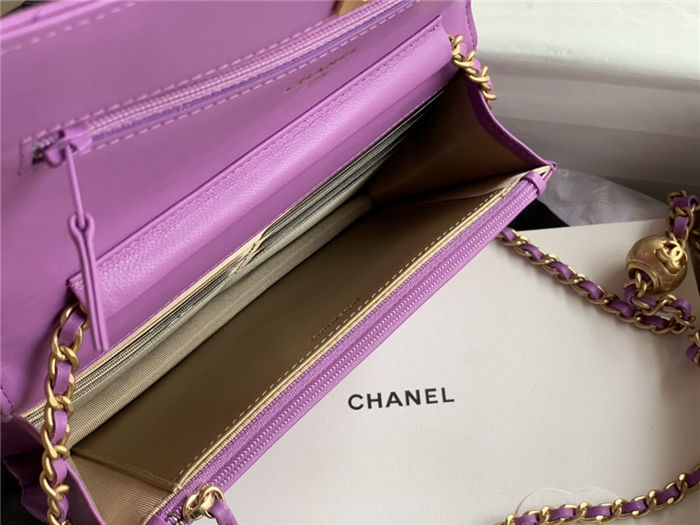 CLASSIC LONG FLAP WALLET Lambskin & Gold-Tone Metal Purple High