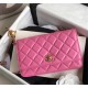 CLASSIC LONG FLAP WALLET Lambskin & Gold-Tone Metal Pink High