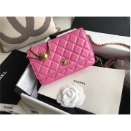 CLASSIC LONG FLAP WALLET Lambskin & Gold-Tone Metal Pink High