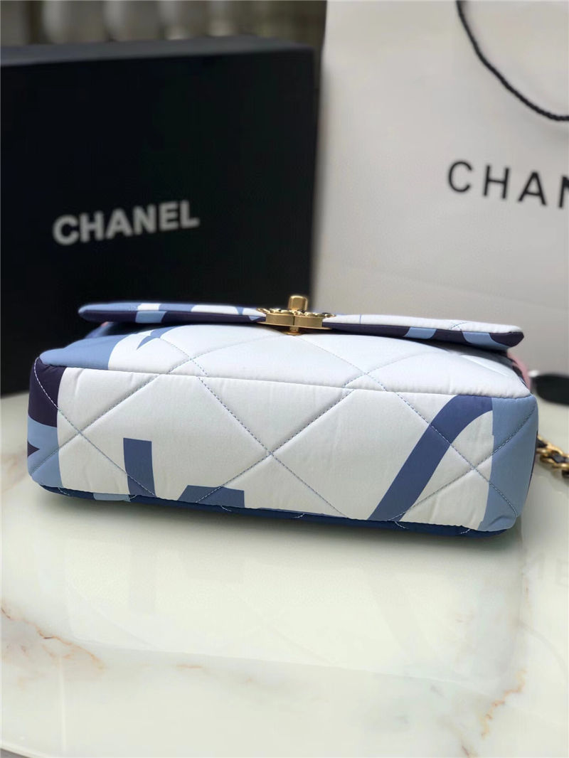 Large Chanel 19 Flap Bag Printed Silk High