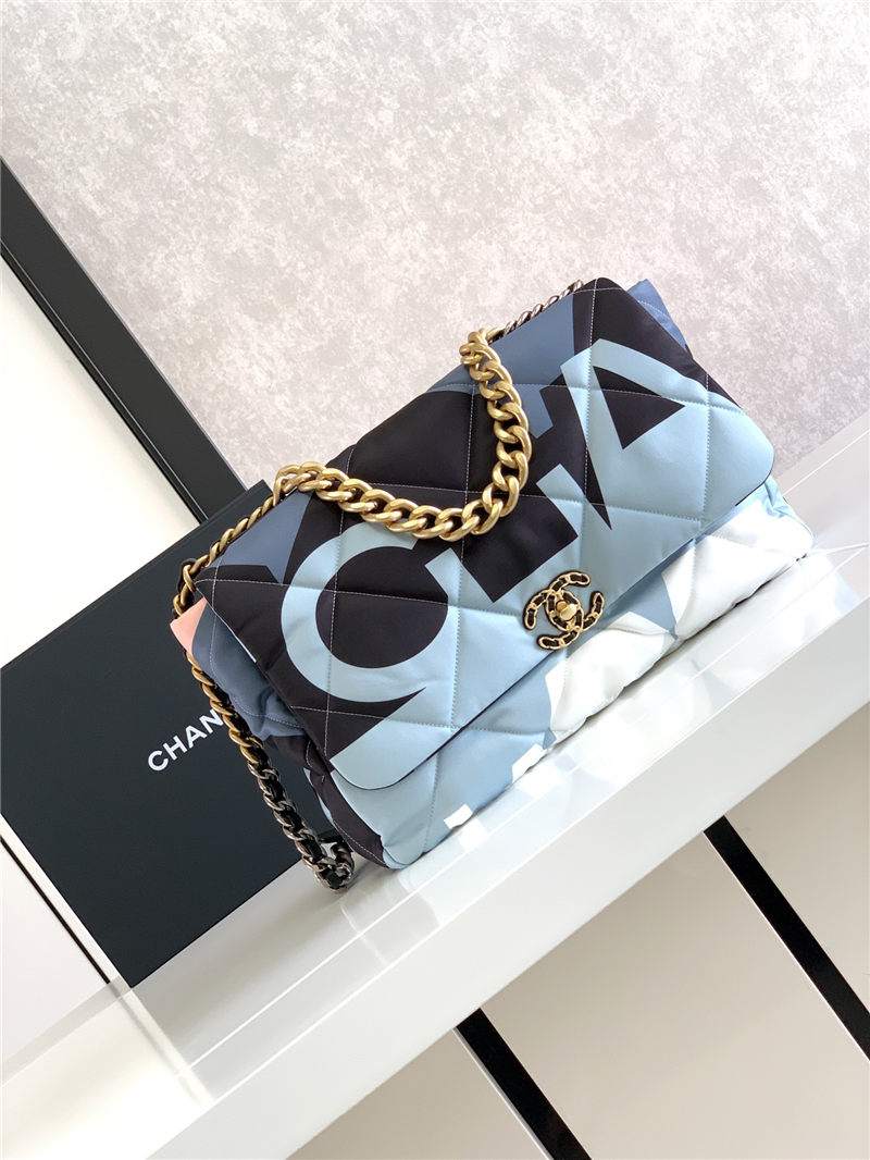 Maxi Chanel 19 Flap Bag Printed Silk High