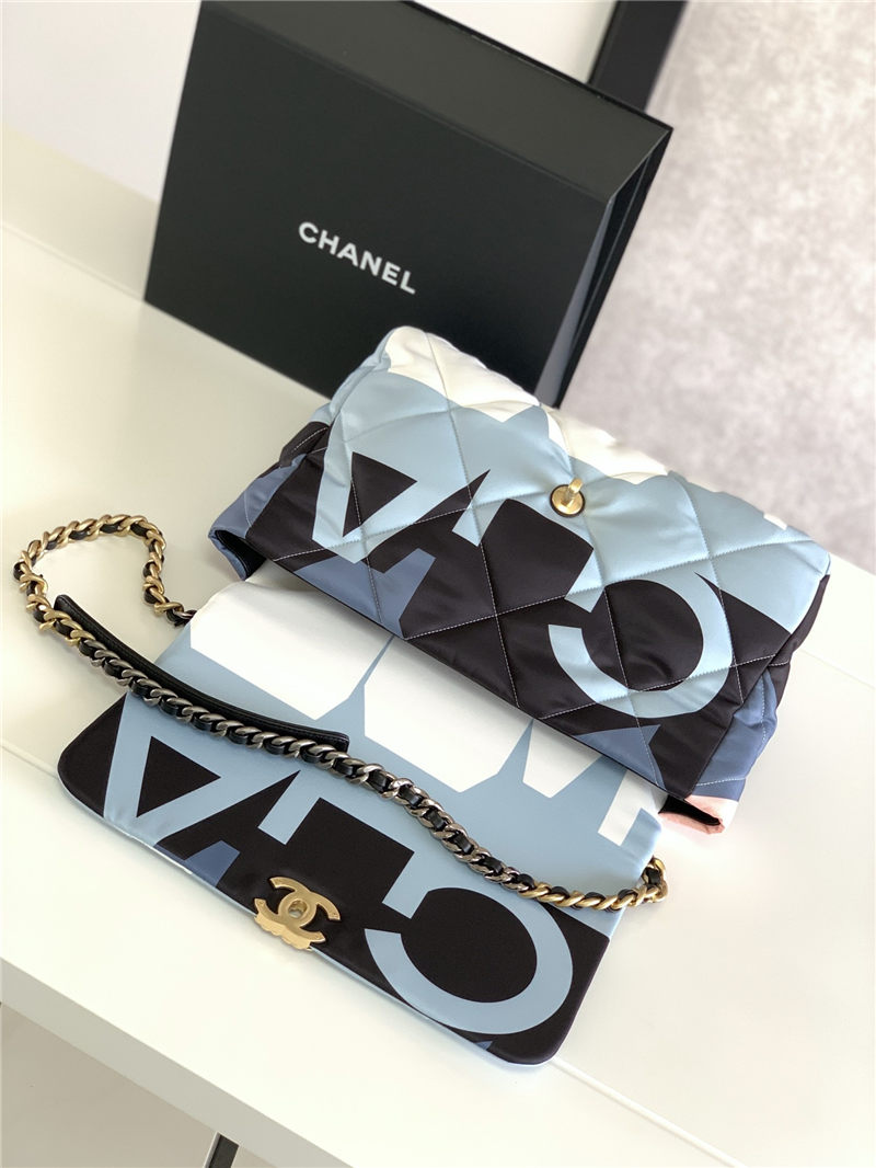 Maxi Chanel 19 Flap Bag Printed Silk High