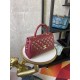 SMALL FLAP BAG WITH TOP HANDLE Shiny Calfskin Gold Metal Burgundy High