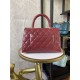 SMALL FLAP BAG WITH TOP HANDLE Shiny Calfskin Gold Metal Burgundy High