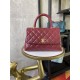 SMALL FLAP BAG WITH TOP HANDLE Shiny Calfskin Gold Metal Burgundy High