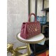 SMALL FLAP BAG WITH TOP HANDLE Shiny Calfskin Gold Metal Burgundy High