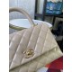 SMALL FLAP BAG WITH TOP HANDLE Shiny Calfskin Gold Metal Beige High