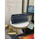 SMALL FLAP BAG WITH TOP HANDLE Shiny Calfskin Gold Metal Blue High