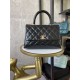 SMALL FLAP BAG WITH TOP HANDLE Shiny Calfskin Gold Metal Black High